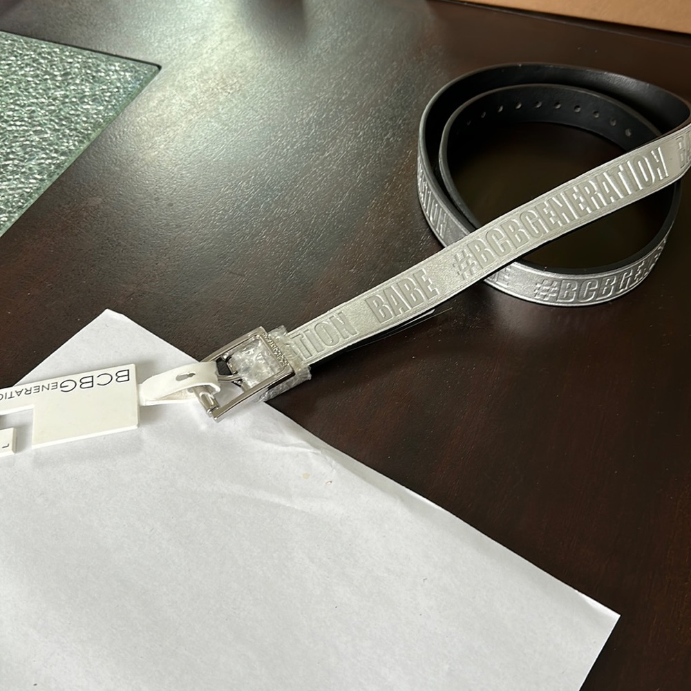 NWT BCBG reversible silver & black belt.